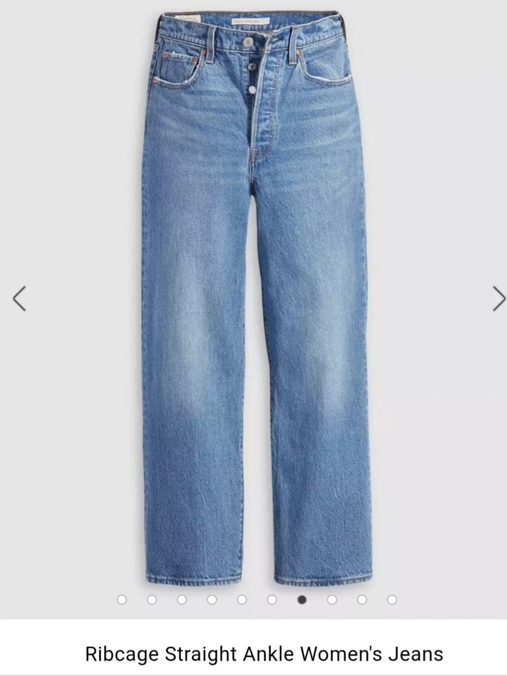 LEVIS Women's high rise ribcage straight ankle medium wash button fly size 32